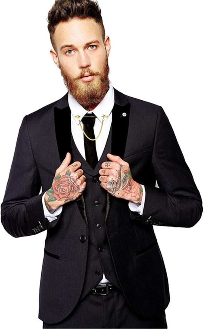 WCRAZYE Chain Lapel Pin Collar Bar Tassel Brooch Classic Ball Head Brass Shirt Collar Bar Tie Pins for Men Wedding Business - Image 2